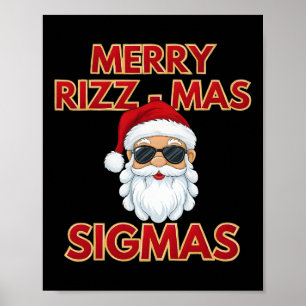 Poster Feliz Rizz Mas Sigmas Legal Papai Noel Face Skibid