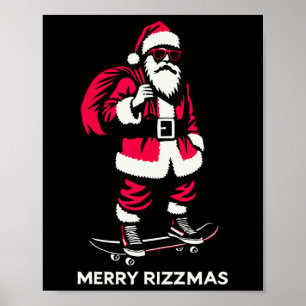 Poster Feliz Rizzmas Papai Noel Patinando Adolescentes Cr