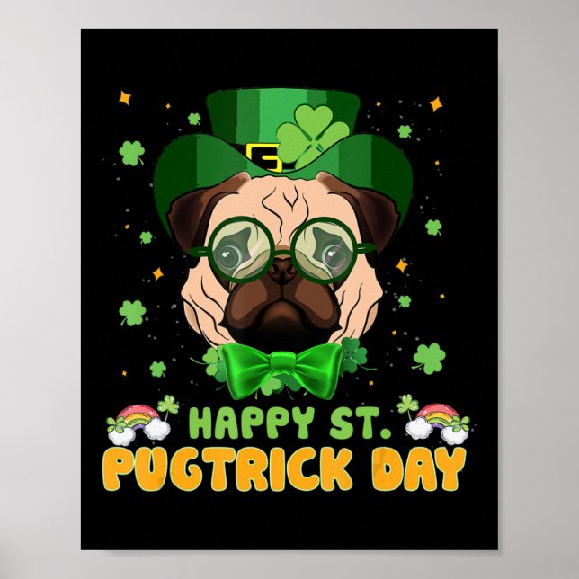 Poster Feliz Santo Pugtrick Day - Divertido Rua Patrick D (Frente)