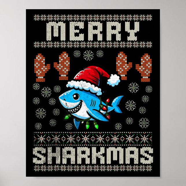 Poster Feliz Sharkmas Natal Ugly Xmas Kids Shar (Frente)
