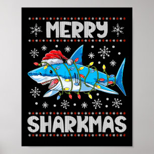 Poster Feliz Sharkmas Sharkmas Papais noeis de Natal Feia