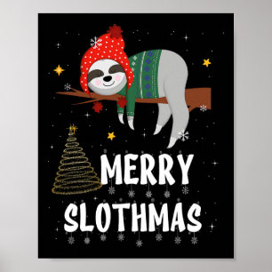 Poster Feliz Slothmas Pijama de Natal Para Amantes de Pre
