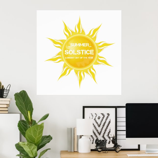 Poster feliz solstício de verão o dia mais longo do ano (Escritório em casa)