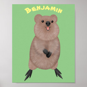 Poster Feliz sorriso, design de desenho animado de quokka