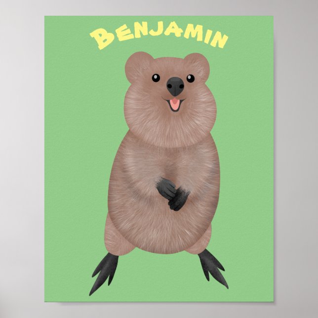 Poster Feliz sorriso, design de desenho animado de quokka (Frente)