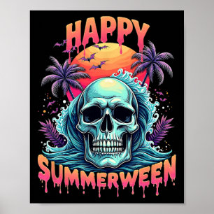 Poster Feliz Summerween Esqueleto Melão de Verão Jack-o