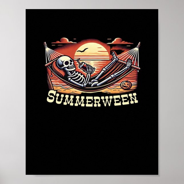 Poster Feliz Summerwin Skeleton Bebe Verão Halloween C (Frente)