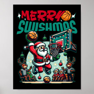 Poster Feliz Swishmas Natal Natal Natal Basquete Engraçad
