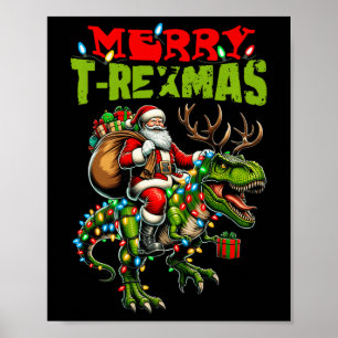 Poster Feliz T-rexmas Natal Xmas T Rex Dinossaur Lover