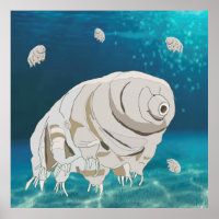 Feliz Tardígrado flutuando sob água