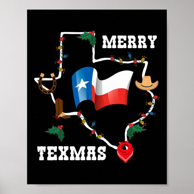 Poster Feliz Texmas Texas Flag Natal Xmas Family Holi (Frente)