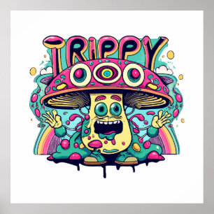 Poster Feliz Trippy Mushroom