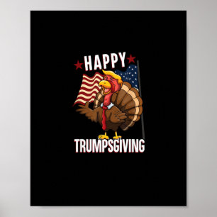 Poster Feliz trompeço Engraçado Ação de Graças à Turquia 