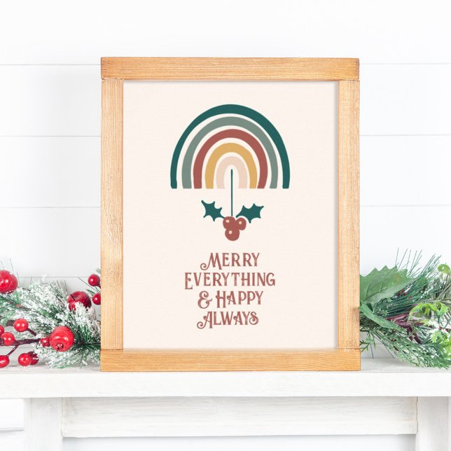 Poster Feliz Tudo Boho Natal Rainbow (Criador carregado)