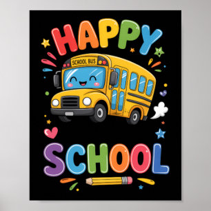 Poster Feliz Último Dia De Aula Ônibus Escolar Fofo Verão