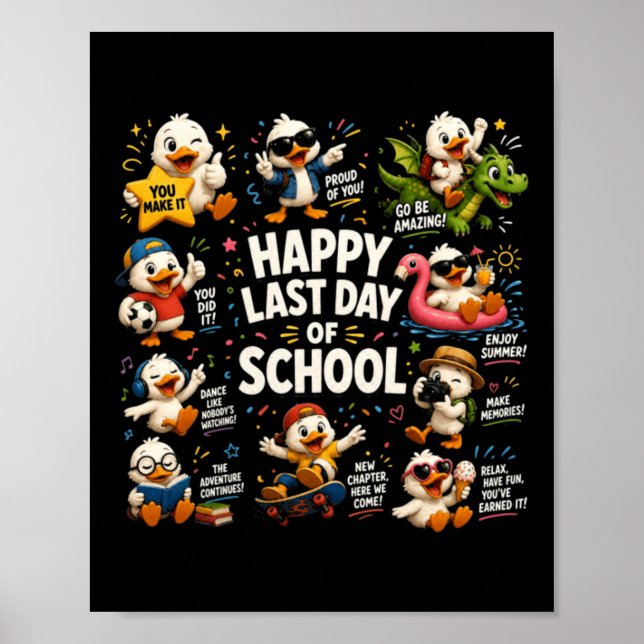 Poster Feliz Último Dia De Aula Professor Ganso Bonito Bo (Frente)