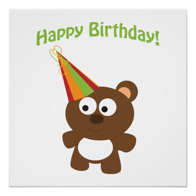 Pôster Feliz Urso de Aniversário (Frente)