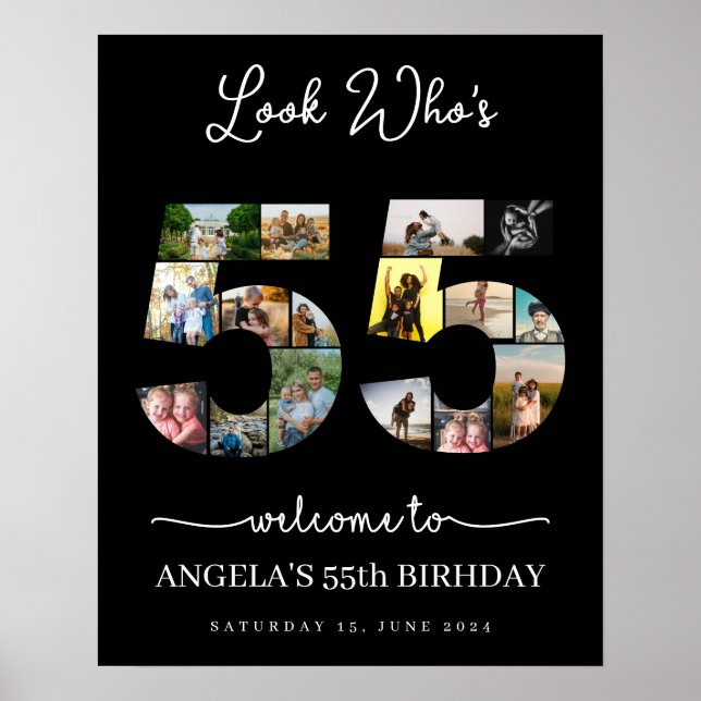 Poster feliz visual de 55 anos que é 55 Photo Collage (Frente)