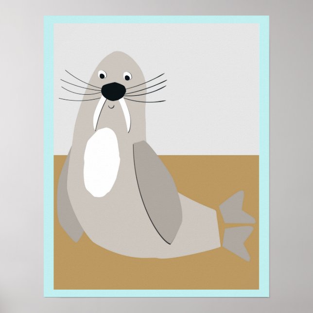 Poster Feliz Walrus Colorblock (Frente)