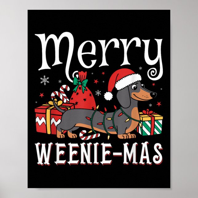 Poster Feliz Weenie-mas Weenie Xmas Natal Dachshund (Frente)