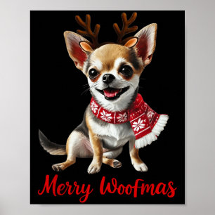 Poster Feliz Woofmas Chihuahua Meme de Cachorro com Antle