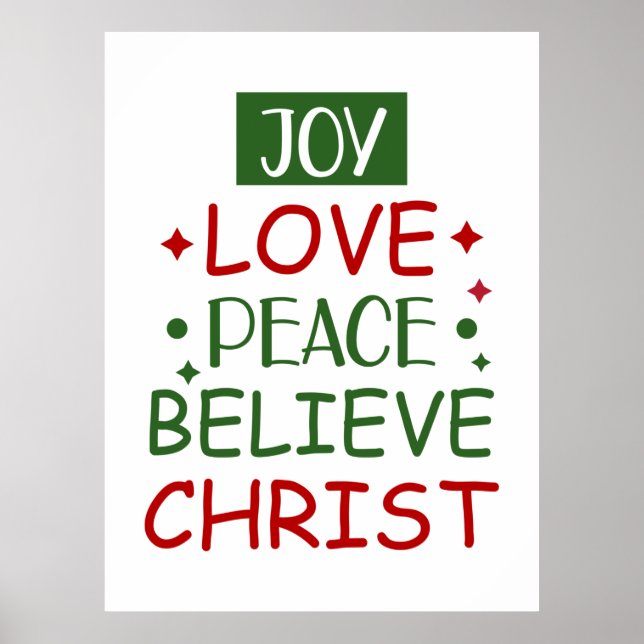 Poster Feliz Xmas Joy Love Peace Acredite (Frente)
