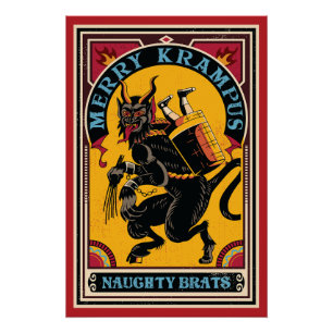 Pôster Feliz Xmas Krampus Naughs Brats Circus Poster