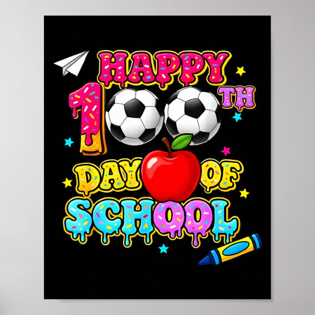 Poster Felizes 100 Dias De Sorvete De Futebol Escolar Men (Frente)