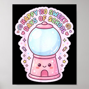 Poster Felizes 100 dias doces de escola máquina de gumbal