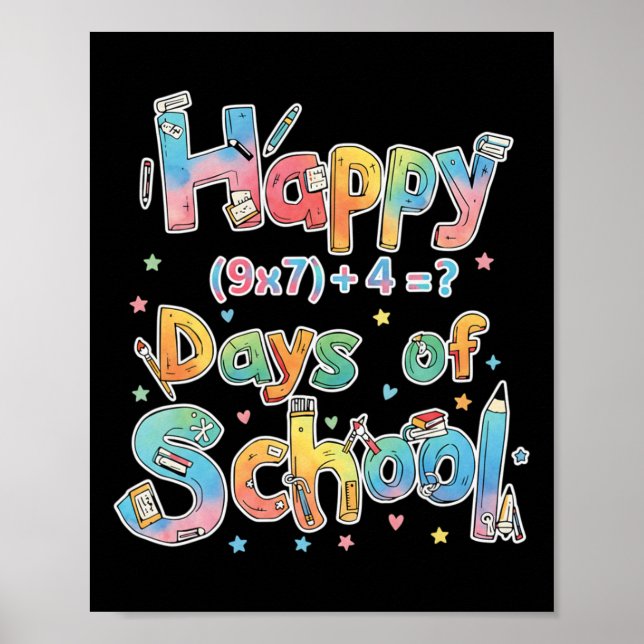 Poster Felizes 67 Dias De Escola Equação Matemática Profe (Frente)