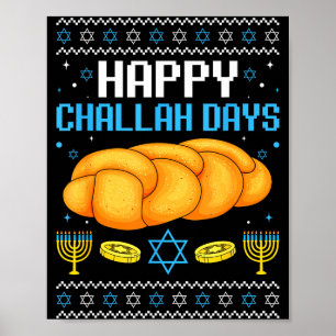 Poster Felizes Dias de Challah Natal Feio Hanukkah 