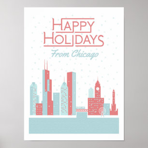 Poster Felizes feriados de Chicago