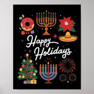 Poster Felizes Feriados Hanukkah Feliz Navidad Kw Natal