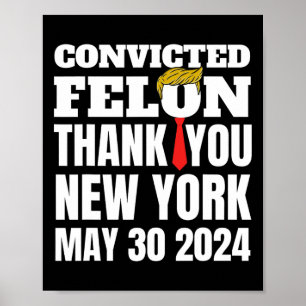 Poster Felon Trump Hair Tie Obrigado Ny New York 5-30-24