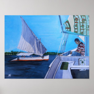 Poster Feluccas no Nilo Pintura por Alfred Fox