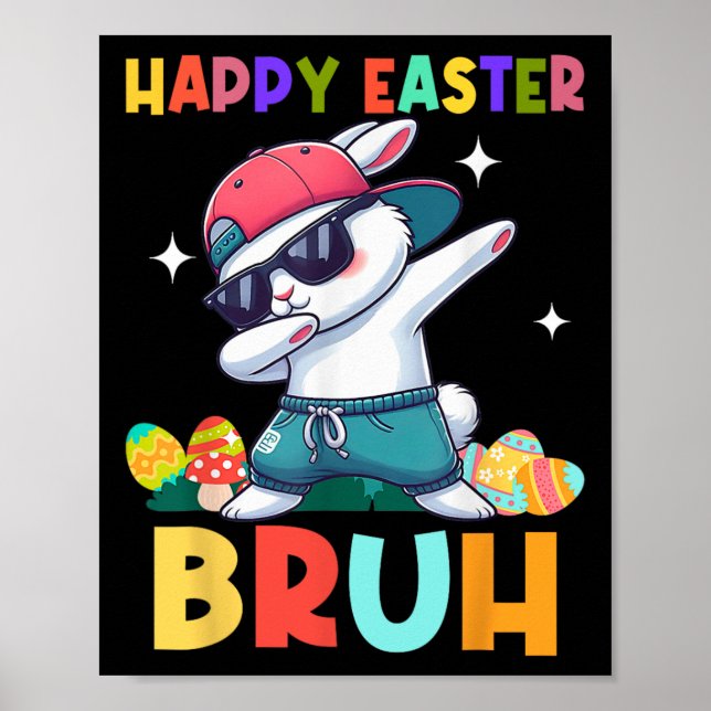 Poster Felz pascoa Bruh Bunny Dab Rabbit Boys Crianças (Frente)