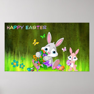 Poster Felz pascoa Bunnies