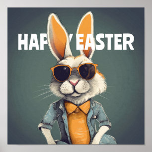 Poster Felz pascoa Coelhinho Laranja Óculos escuros Engra