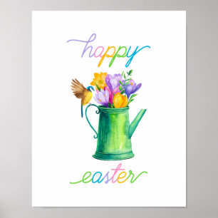 Poster Felz pascoa Colorido de Pastel Watercolor
