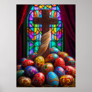 Poster Felz pascoa Cross Bíblia Jesus