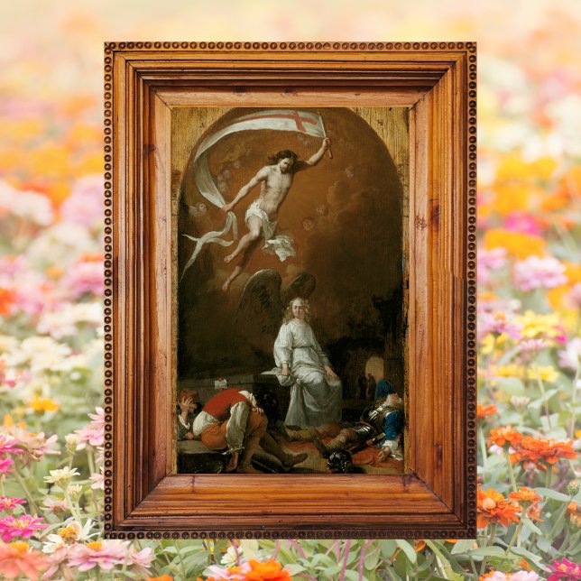 Poster Felz pascoa de Ressurreição de Jesus Católico (Religious Christian Catholic Jesus Christ is risen Resurrection Happy Easter Poster)