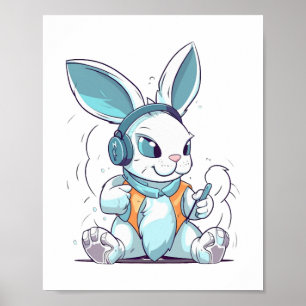 Poster Felz pascoa Dia do Ovo Coelhinho Engraçado Gamer B