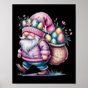 Poster Felz pascoa Dia Gnomo Ovos Coelhinhos Bonitos Gost