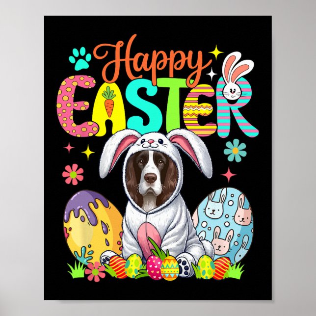 Poster Felz pascoa English Springer Spaniel Cosplay Bunn (Frente)