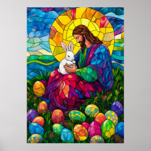 Poster Felz pascoa Jesus Bunny Egg Wall Art