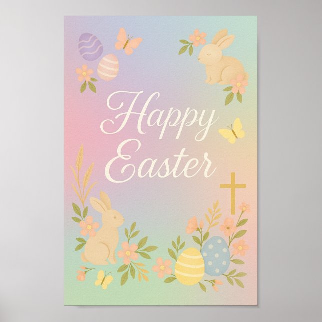 Poster felz pascoa | Pastel Bunny Wall Art (Frente)