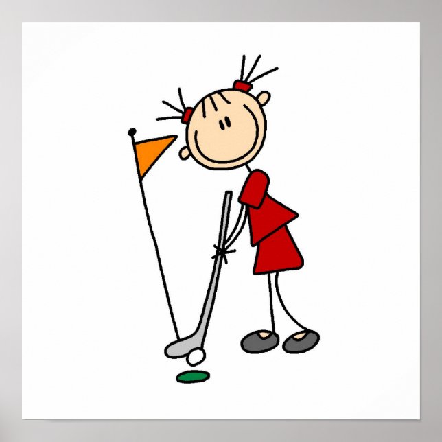 Pôster Female Stick Figura Golfer (Frente)