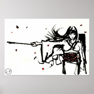 Poster fêmea do samurai
