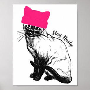Poster Feminista Resiste Gato Rosa Rosa Fica Desagradável