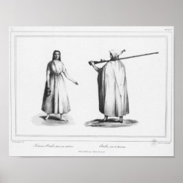 Poster Femme et homme arabe, avec bournous